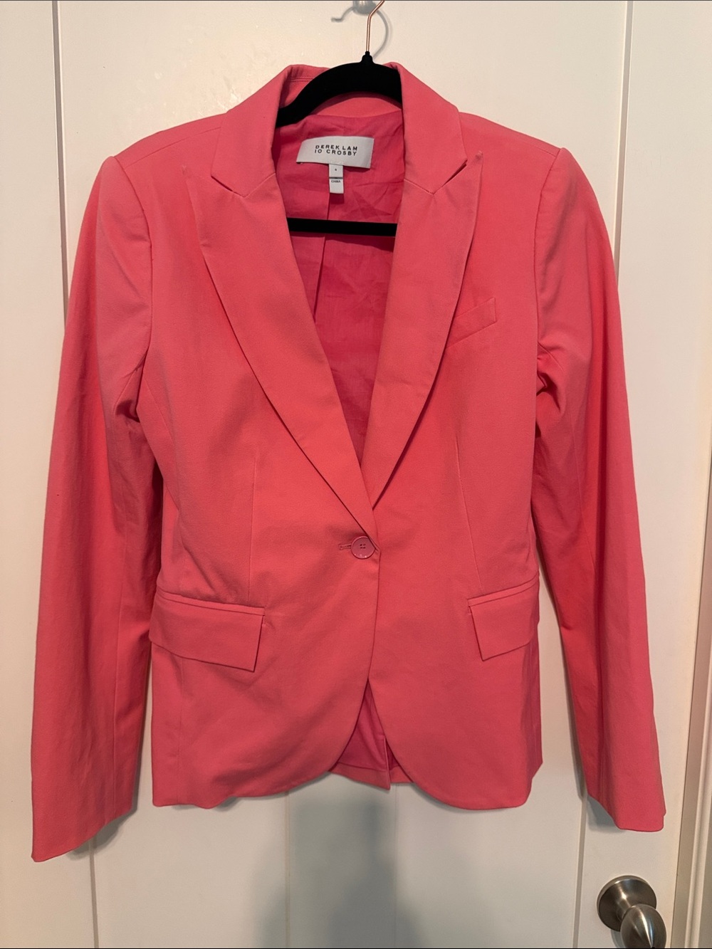 10 Crosby Derek Lam Barbie Pink Tailored Single-Button Chic Power Blazer Size 4